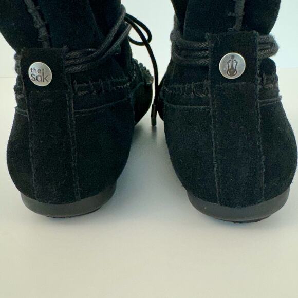 The Sak Helena Moccasin Black Suede Booties Embellished Beaded Boots 6.5 - Picture 9 of 11